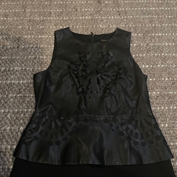 Laundry By Shelli Segal Black Leather Peplum Dress - Picture 6 of 8